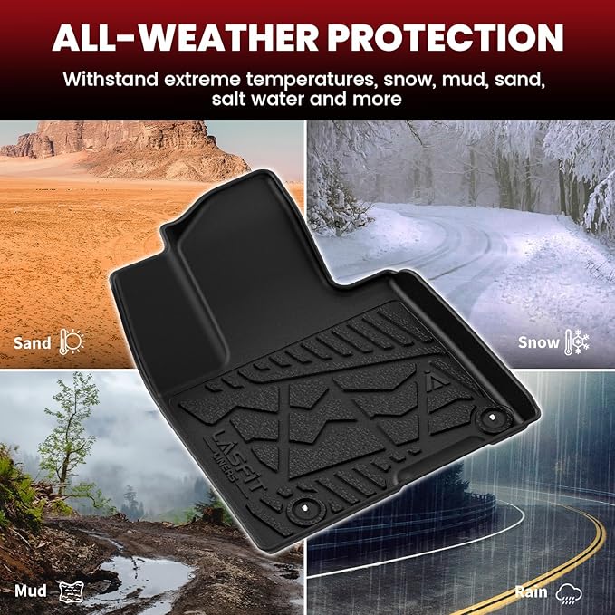 LASFIT Floor Mats for Hyundai Santa Cruz 2026 2025 2024 2023 2022, Custom Fit TPE All Weather Floor Liners 1st & 2nd Row Car Mats Accessoires for Hyundai Santa Cruz 2022-2026, Black
