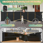 Retractable Baby Gates Extra Wide 150" (12.5 FT) x 34" Tall, Indoor/Outdoor Retractable Gate for Doorways, Stairs, Hallways, Decks, Garage,Black Retractable Dog Gate with Fiberglass Reinforcement Rods
