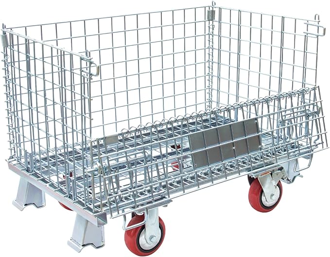 32"x20"x24" Heavy Duty Platform Truck with Cage, Foldable Flatbed Hand Truck Dolly with 4.7” Swivel Casters, 1500LBS Capacity Push Cart for Warehouse, Garage, Grocery, Laundry