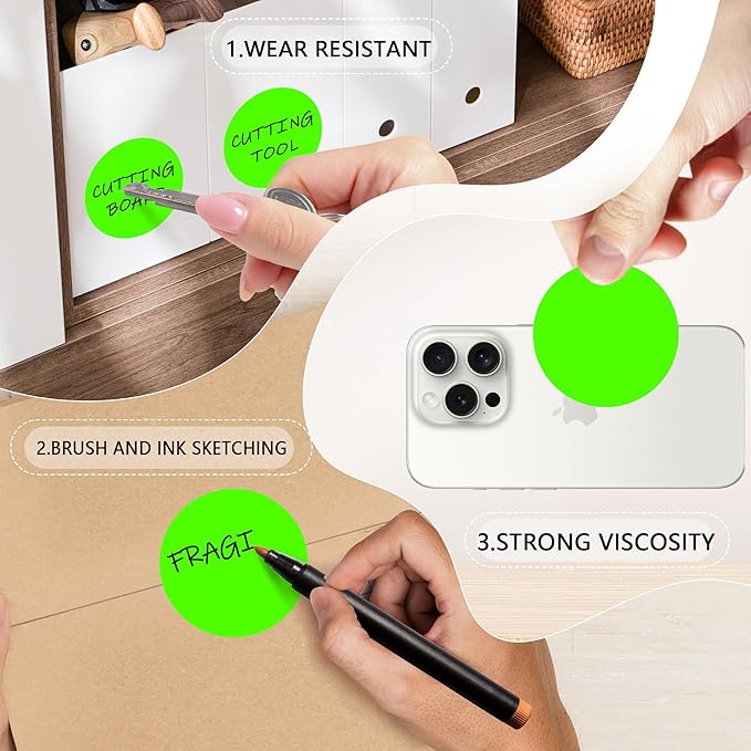 2 Inch Fluorescent Green Circle Stickers 500 Pcs,Permanent Color Coding Dots for Office,Home Organization, File Classification,Multipurpose Labels