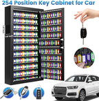 254 Keys Digital Key Lock Box Wall Mount with Code, Heavy Duty Anti-Theft Key Lock Box with Side Drop Slot and Colorful Key Tags for Car Garage House Rental Office