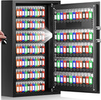 144 Keys Fireproof Key Cabinet, Anti-Theft Heavy Duty Key Lock Box with Key Tags, Adjustable Key Organizer Wall Safe with Combination Lock for Car Office House Garage Rental Business