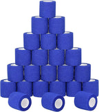 24 Pack Self Adherent Cohesive Wrap Bandages Non Woven Cohesive Bandage Elastic Self Adhesive Bandage Wrap Sports Athletic Tape First Aid Tape for Wrist Ankle Pet Vet Wrap Grip Cover 2 inch (Blue)