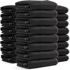 US Cargo Control Moving Blankets 72"x80" 24-Pack, (65 lbs/doz weight), Heavy Duty Packing Blankets for Moving Furniture, Shipping, and Storage, Black Quilted Furniture Pads, MBDELUXE Econo Deluxe