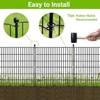 5 Panels No Dig Decorative Outdoor Garden Fence for Yard, 24 in(H) X 10 ft(L) Animal Barrier Fencing Rustproof Metal Wire Panel Border for Dog, Rabbits, and Patio Temporary Ground Stakes