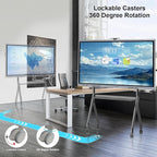 Smart Board Stand for 44"– 75" Interactive Smart Whiteboard, Height Adjustable Mobile Portable Stand with Four Lockable Wheels for Classroom Home Office Business Studio