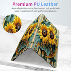 Car Registration and Insurance Card Holder - Sunflowers　strips Leather Document Organizer & Bifold wallet for License, Insurance Cards | Fits Vehicle Glove Box & Visor