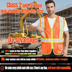 BeautyWill Custom Safety Vest Customized Logo Class 2 High Visibility Reflective Vest with Pockets Construction workwear
