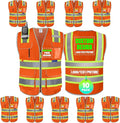 BeautyWill Custom Logo 10 Pockets Safety Vest Class2 ANSI Certified High Visibility Reflective Vest