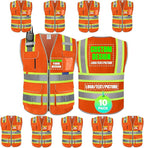 BeautyWill Custom Logo 10 Pockets Safety Vest Class2 ANSI Certified High Visibility Reflective Vest