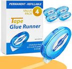 4 Pack Double Sided Tape Roller, 8mm x 315 Inch Permanent Adhesive Scrapbook Tape Dispenser Runner, Glue Tape Roller for Scrapbooking, Crafts and Arts Projects, Photo-Safe, Smooth & Clean