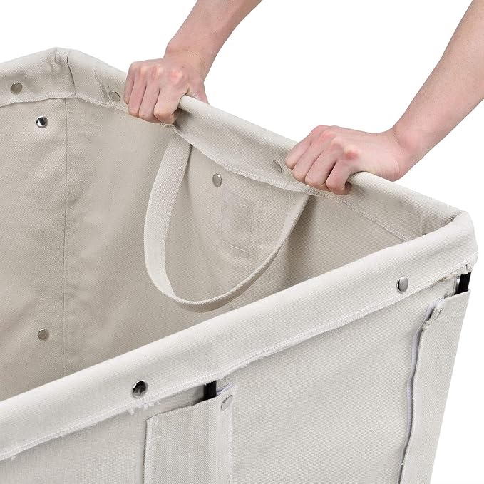 Global Industrial 16 Bushel, Canvas Basket Bulk Truck, 40" L x 28" W x 35" H, Unassembled, Rolling Laundry Cart, Commercial Material Handling Cart with Swivel Rubber Casters