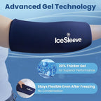IceSleeve Elbow & Knee Ice Pack Wrap, Reusable Ice Sleeve for Arm & Leg, Flexible Gel Ice Pack for Knee Injuries, Tennis Freeze Sleeve Elbow Compression Wrap, Cold & Heat Therapy, Blue L 1 Pack