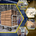2IN1 42"×25" Platform Truck Cart 2200lbs Heavy Duty Flatbed Cart Dolly w/Detachable Rear Guardrail and Swivel Casters, Push Cart, Work Gloves 2Pairs & 1 Bunge Cord Included