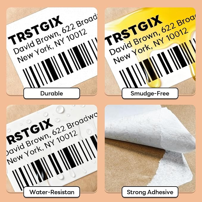 3" x 2" Direct Thermal Labels, Strong Adhesive Barcode & Return Address Stickers Compatible with Zebra, Rollo, Munbyn & Most Desktop Thermal Printers (12 Rolls / 8,400 Labels), TRSTGIX