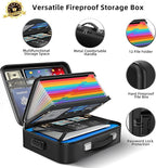 Fireproof Document Box - 8-Layer Hard Shell Fire Proof Safe for Home Documents, Water Resistant File Organizer for Desk Money, Safety Box for Passports Certificates Laptop
