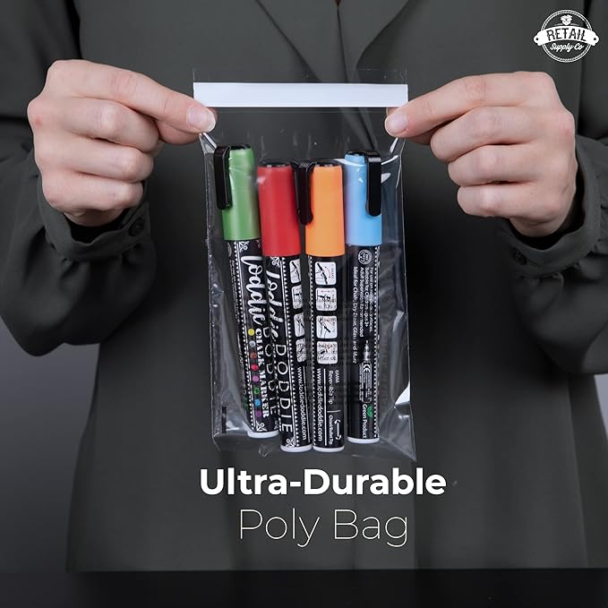 Poly Bags 4x6" - Extra Strong Seal - Poly Bags with Suffocation Warning - 200 Pack - Clear Poly Bags - Packaging Bags - Retail Supply Co