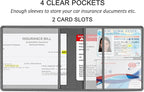 Car Registration and Insurance Holder, Premium PU Leather Vehicle Glove Box Car Organizer Men Women Wallet Accessories Case for ID, Driver's License - Grey