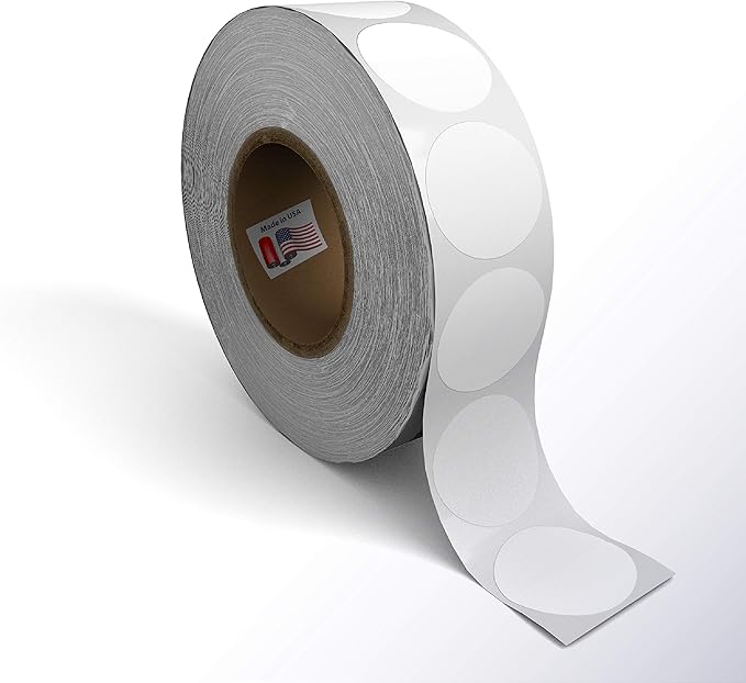 Kenco Color Coding Circle Dot Sticker Labels on a roll (White, 2 INCH 500 Stickers)