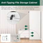 Superday Lateral File Cabinet 3 Drawer, White Filing Cabinets with Lock, Locking Metal File Cabinets Three Drawer Filing Cabinet for Home Office/Legal/Letter/A4/F4 Home Office