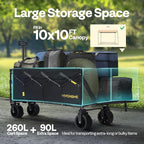 VIVOHOME 48''L Extended Collapsible Wagon Cart with 440lbs Weight Capacity, Heavy Duty 350L Folding Utility Garden Cart with Extended Tailgate and Big All-Terrain Beach Wheels