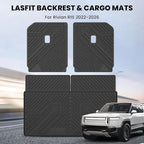 LASFIT Trunk Mat & Backrest Mats for Rivian R1S 2026 2025 2024 2023 2022, All Weather TPE Custom Fit Cargo Liner for R1S Cargo Mat, Black, Easy to Clean