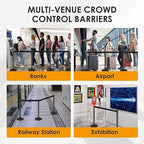 6 Pack Stanchions with Retractable Belts - Heavy Duty Crowd Control Barriers with Weighted Rubber Base, 10FT Retractable Belt Stanchions for Queue Line, Events, Public Safety(Black，6 Pack）