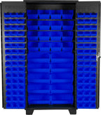 Jamco Tool Storage Cabinets with Bin Mounts, Model DF, Includes 122 Bins, 36-Inch W x 24-Inch D x 78-Inch H, Blue Bins