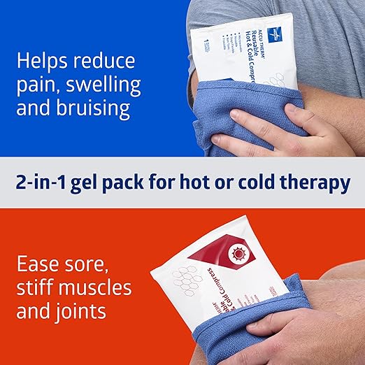 Medline Accu-Therm Reusable Hot/Cold Gel Packs, 5” x 10”, Soft & Flexible, for Injuries, Fast Relief, Recovery & Muscle Soreness - Single