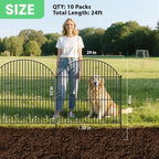 10Pcs No Dig Garden Fence, 32in(H)/24ft(L) Rustproof Metal Dog Fence Outdoor for Yard, Tall Animal Barrier Pet Fencing, Border Panel for Dog, Rabbits, Patio, Flower Bed, Garden Decor