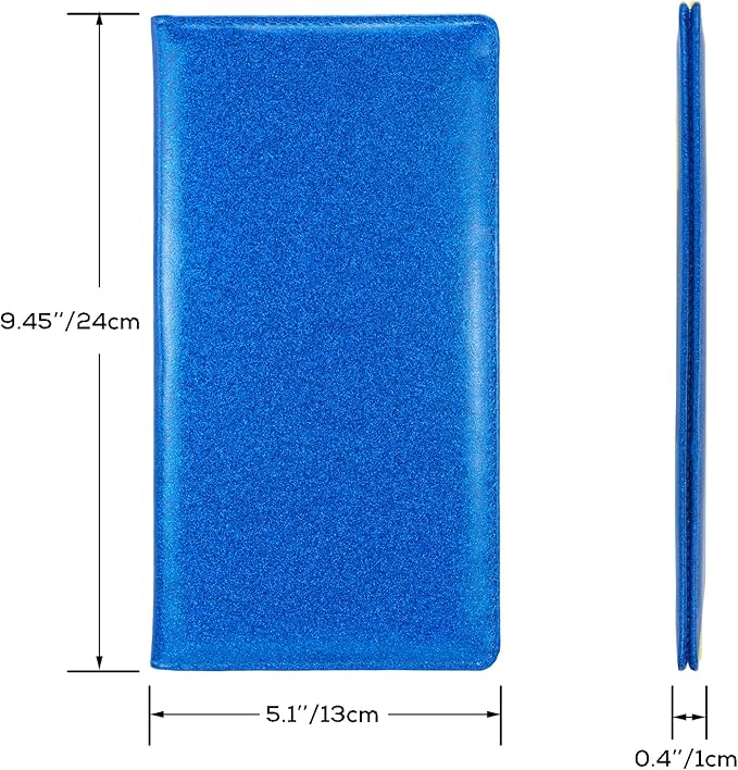 Car Registration and Insurance Holder, Leather Magnetic Shut Vehicle Glove Box Organizer for Document, Card, Driver License, Glitter Blue