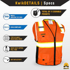 KwikSafety - Charlotte, NC - BIG KAHUNA Safety Vest [2 PACK] Class 2 ANSI OSHA Reflective Vest Durable High Visibility Vest Construction Safety Vest for Men Industrial Work Gear/Orange Large