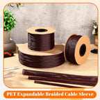 Pangda 300 Feet 1/2 Inch Wire Loom PET Expandable Braided Sleeving Braided Sleeve for TV, Computer, Home Theater (Black-Red)