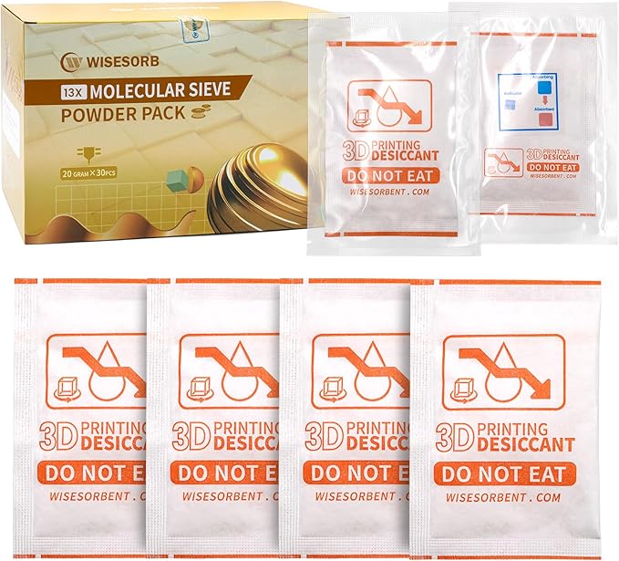 13X Molecular Sieve Powder Packs for 3D Printer Filament Storage, 3D Printer Filament Dryer (20g/30pcs)