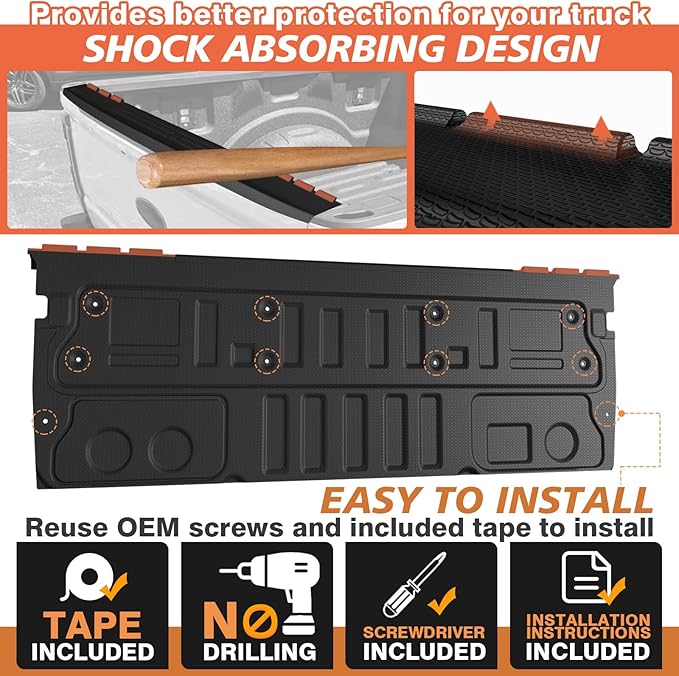 TripleAliners Compatible with Ford Super Duty 2023-2025 2026 F250/F350/F450 Accessories Tailgate Mat with Tailgate Cap Top Protector Full-Coverage All Weather Truck Bed Cover Liner Replacement