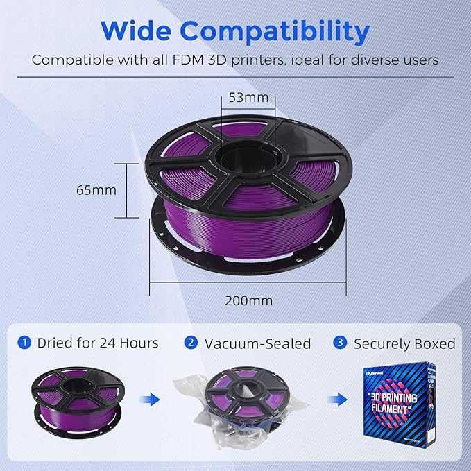 FLASHFORGE PETG Pro Filament 1.75mm Purple, 3D Printer Filament 1kg (2.2lbs) Spool, Dimensional Accuracy +/- 0.02mm, 3D Printing Filament for Various Mechanical Parts, Waterproof Parts