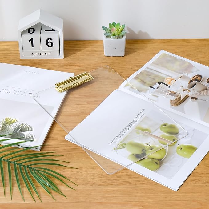 JIARI 4 Pack Clear Acrylic Office Clipboard A4 Letter Size 8.6" x 12.2" (Gold 4 Pack)