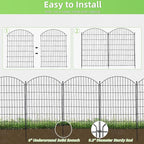 Decorative Garden Fence 40in (H) x12ft (L), 5 Pack No Dig Fence Animal Barrier for Dog with Lock, Arched Flower Bed Edging, Wire Border Panel Fencing for Yard Patio Outdoor Decor