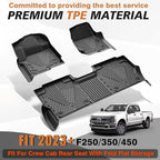 TripleAliners Floor Mats Compatible with Ford 2017-2025 2026 F250/F350/F450 Floor Mats Super Duty Accessories Crew Cab 1st & 2nd Row Floor Liners TPE All Weather Protection Heavy Duty Custom Fit