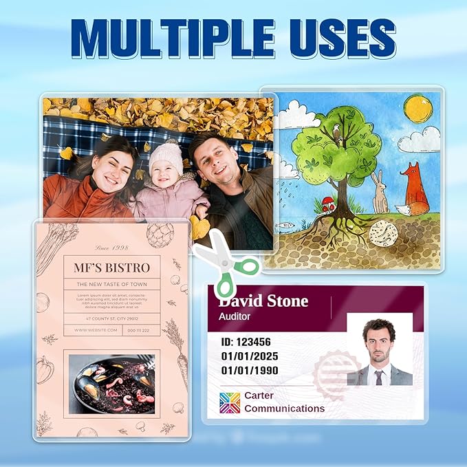 200 Pack 5mil 3“x5" Thermal Laminating Pouches Badge Laminate Pouches Clear Laminated Luggage Tags Printable Laminator Pouches for Business Permits Cards (200, 3"x5"-5mil)