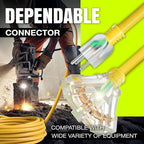 75ft Outdoor/Indoor Extension Cord 3-Outlet 12/3 Gauge Extra Heavy Duty 3 Prong SJTW, Waterproof, Flexible Cold-Resistant Long Power Cord,15A 125V 1875W, Yellow by LifeSupplyUSA