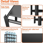 Storage Shelves, Garage Metal Shelving Unit, Adjustable, Double-Layer Column with Reinforced Ribs, Heavy-Duty, Capable of Bearing 600-3600 lbs (Black, 47''W*24''D*54''H, 4-Tier)