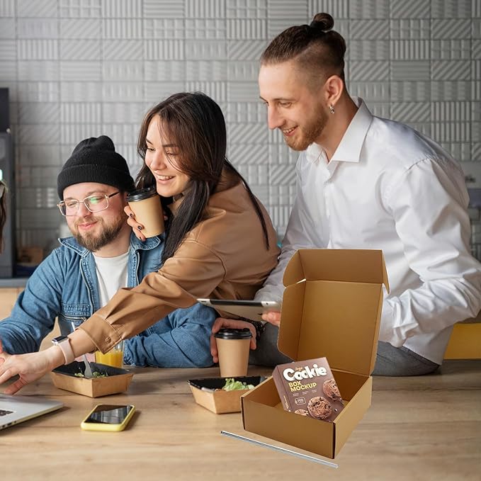 8x8x3 Inches Shipping Boxes Set of 25，Brown Cardboard Boxes Recyclable Corrugated Mailers for Small Business, E-commerce, Gift Packaging Storage Boxes Products Box Self-Locking Folding Boxes