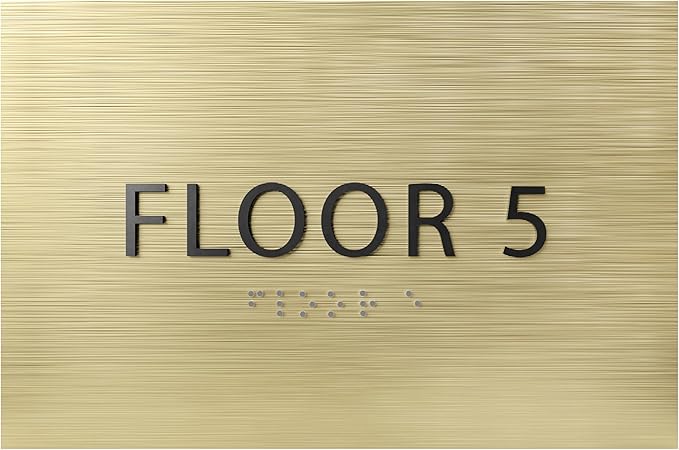 6" X4" Floor 5 Sign - ADA Compliant Tactile Graphics Grade 2 Braille Text | Wall Mount Plastic Directional Assistance, Floor Number Sign for Office, Schools, Hospitals, Apartments