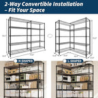 Garvee Metal Storage Shelves Heavy Duty Metal Shelving, 5-tier Wire Shelving Unit Shelves for Storage, Adjustable Shelf Organization for Garage Pantry Kitchen Commercial Basement, 70.8"W*15.8"D*70.5"H