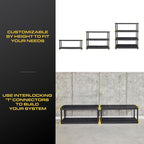 CX Black & Yellow, 4-Tier Heavy Duty Plastic Storage Shelving Unit, 200lbs/shelf (55"H x 48"W x 20"D), for Garage Tools, Basement & Outdoor Organization, Modular Rack