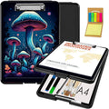 Clipboard with Storage,Office Supplies Nursing Clipboards Folder with Pen Holder Plastic Foldable Clip Board with Storage for Nurse Teacher,Colorful Mushroom