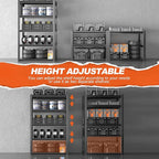 Metal Garage Shelving Unit with Pegboard, Heavy Duty 5-Tier Adjustable Industrial Storage Shelves, 5000 LBS Steel Storage Rack for Garage, Warehouse, Basement, 72" H x 59" W x 23.6" D, Black