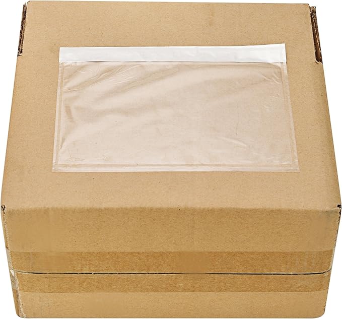 SJPACK 7.5" x 5.5" Shipping Label Sleeves, Clear Adhesive Top Loading Packing List, Label Envelopes Pouches - 100 Packs