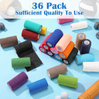 Treela 36 Pcs Self Adherent Bandage 4" X 5 Yard Wrap Breathable Cohesive Bandage Elastic Adhesive Tape for Stretch Athletic Sports Wrist Ankle